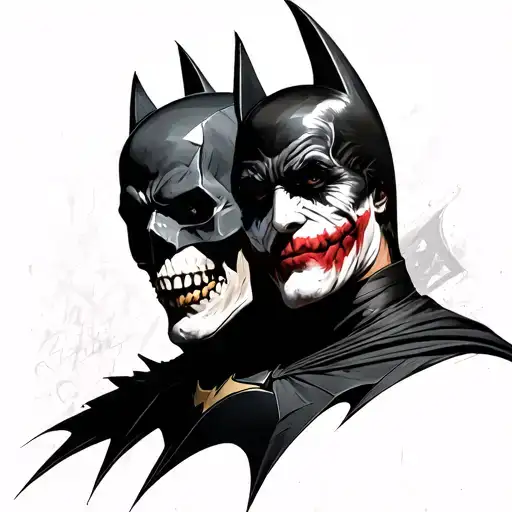 Batman and joker skull tattoo design idea
