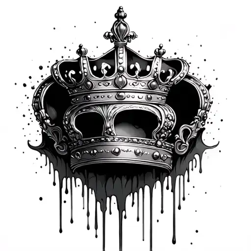 Black melting queen crown tattoo design idea