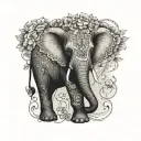 simple elegant elephant wrapped in vine of flowrs arm sleeve tattoo design idea