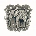 simple elegant elephant wrapped in vine of flowrs arm sleeve tattoo design idea