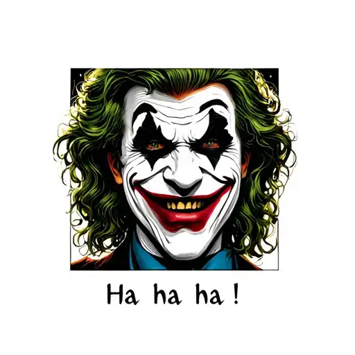 just the joker smile, no face with the words ha ha ha  tattoo design idea