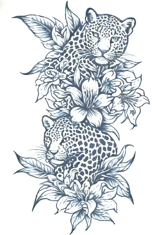  Philippians 1:9 scripture, lots of Leopard print, lily flowers, red and black tattoo design idea