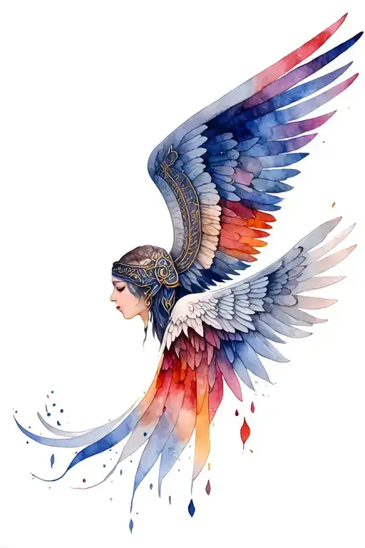 Valkyrie wings with Ægishjálmur tattoo design idea