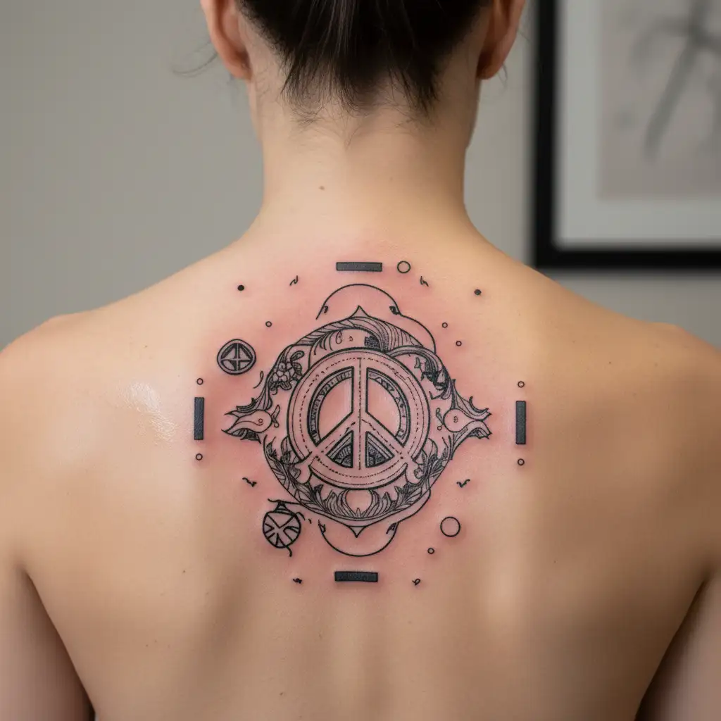 peace, belonging, adaptation, and anger tattoo design idea