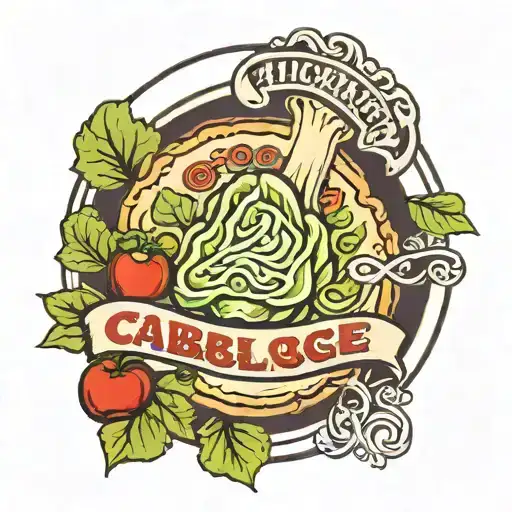 logo with name of cabbage licious pizza tattoo design idea