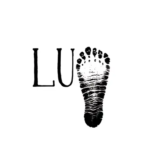 "LUCA" baby footprint tattoo design idea