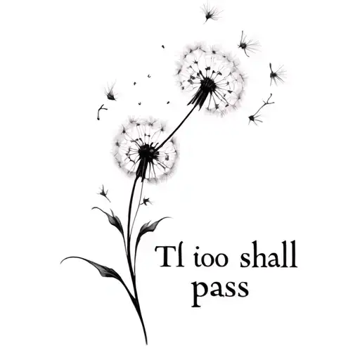 "This too shall pass" dandelion blowing tattoo design idea