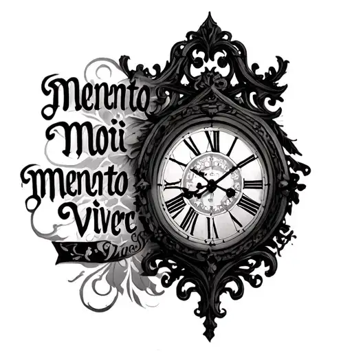 "Memento Mori memento vivere" Grandfather Clock tattoo design idea