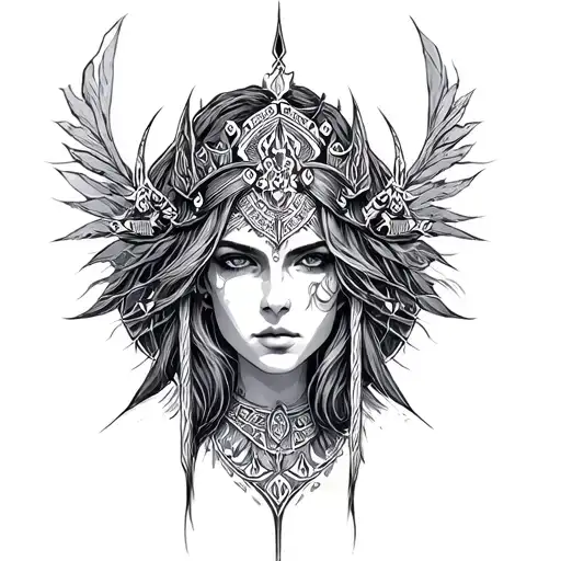 Freya Nordic goddess tattoo design idea