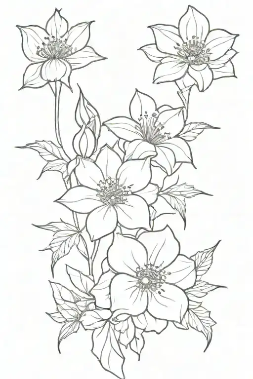 roses, cosmos, Holly, narcissus flower b b tattoo design idea
