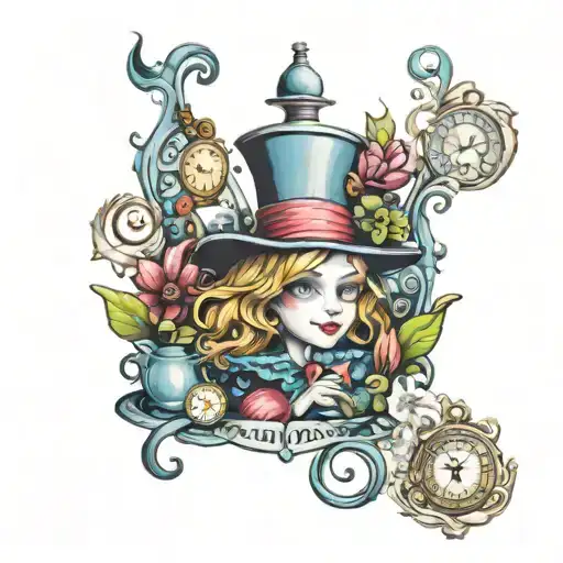 Alice in wonderland tattoo design idea