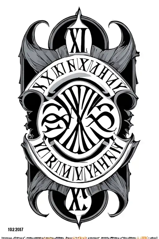 Roman Numerals 10 12 2007 with the word yirmiyahu in the middle of it tattoo design idea