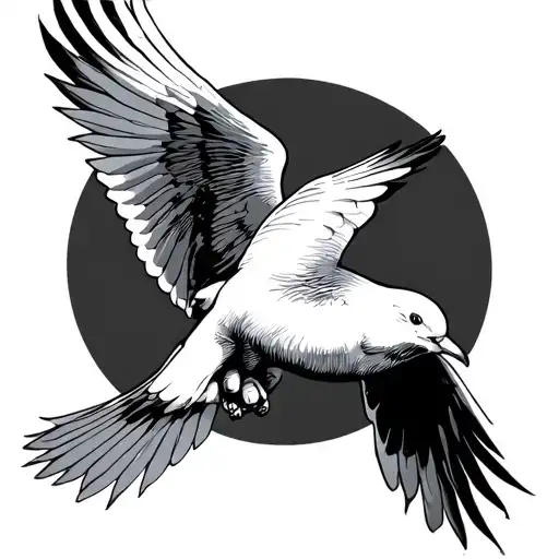 2 dove flying hand of God tattoo design idea