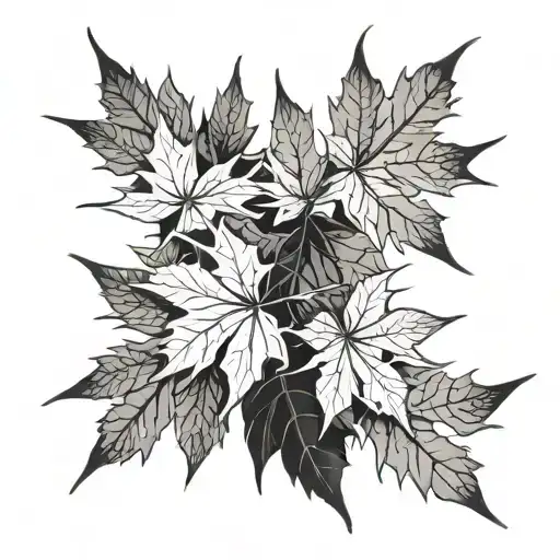 Japanese maple leaves falling tattoo design idea