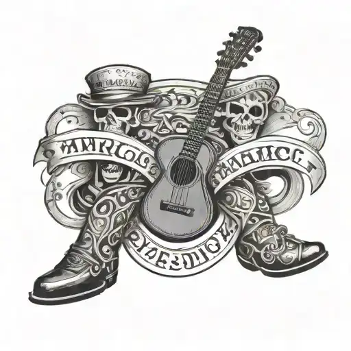 i want a tattoo on my leg. at the bottom I want a banner that says "VMC" and above that I want a mariachi band with the  tattoo design idea