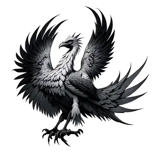 phoenix polynésien black and white drawing of a black tattoo design idea