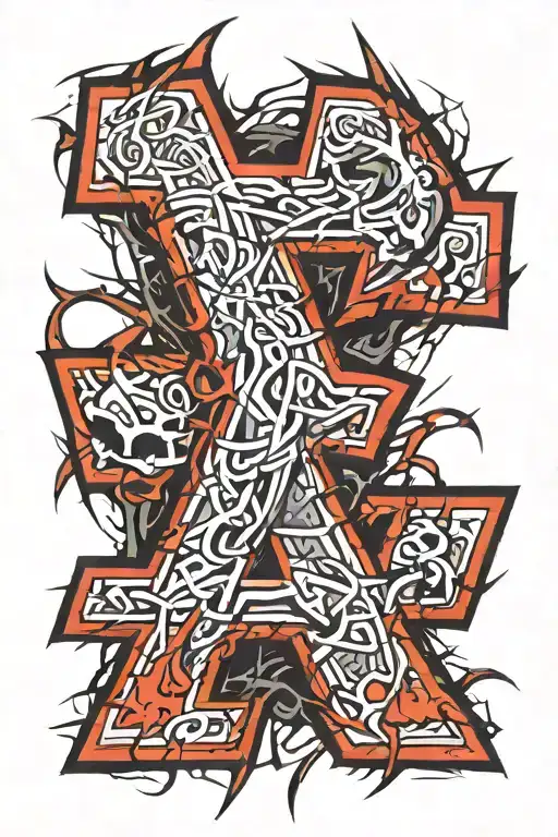 crack letters wz tattoo design idea