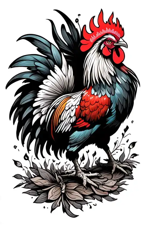 Mexican rooster fighting tattoo design idea