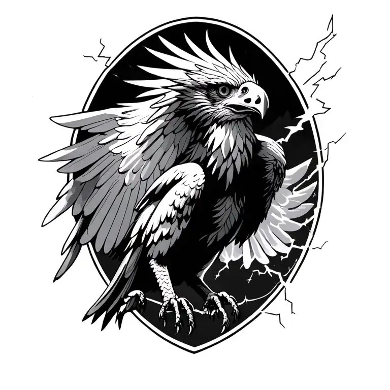 gryphon flying with lightning tattoo design idea