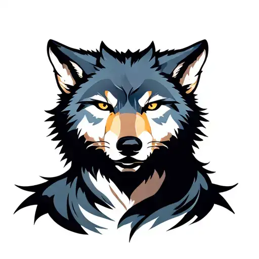 male, wolf face, virgo, clean tattoo design idea