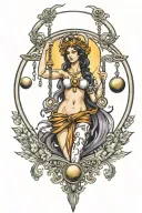 libra, Goddess, powerful,  moon tattoo design idea