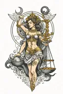 libra, Goddess, powerful,  moon tattoo design idea