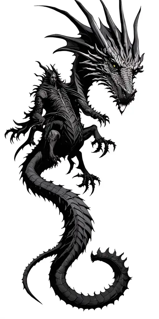 nazgul riding a dragon from lord of the rings  tattoo design idea