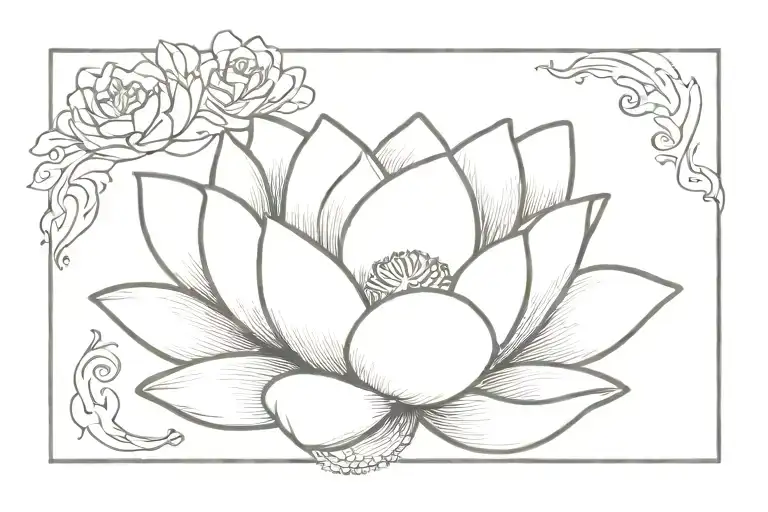 white lotus flower intertwined tattoo design idea