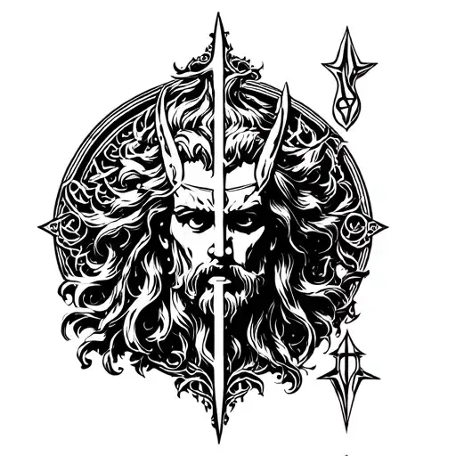 hades greek god symbol in alchemy tattoo design idea