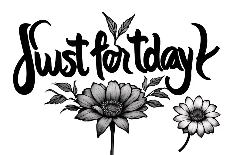 sentance "Just for today" and an upside down flower next to it  tattoo design idea