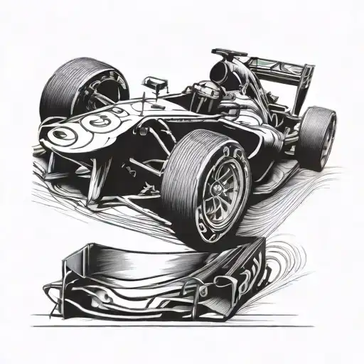 side view of f1 car tattoo design idea