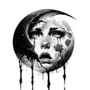 crying moon tattoo design idea