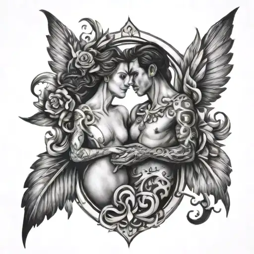 twin flame tattoo design idea