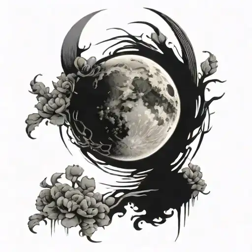 moon 2d short quoute tattoo design idea