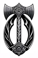 2-headed axe and Pluto glyph  tattoo design idea