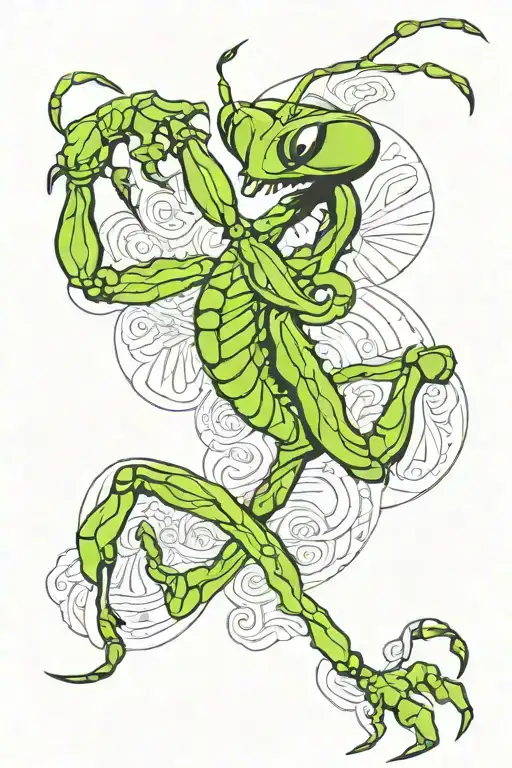 mantis dancing tattoo design idea