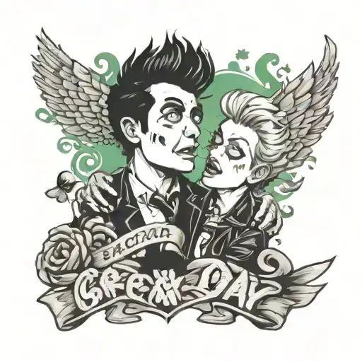 Green day rage and love tattoo design idea