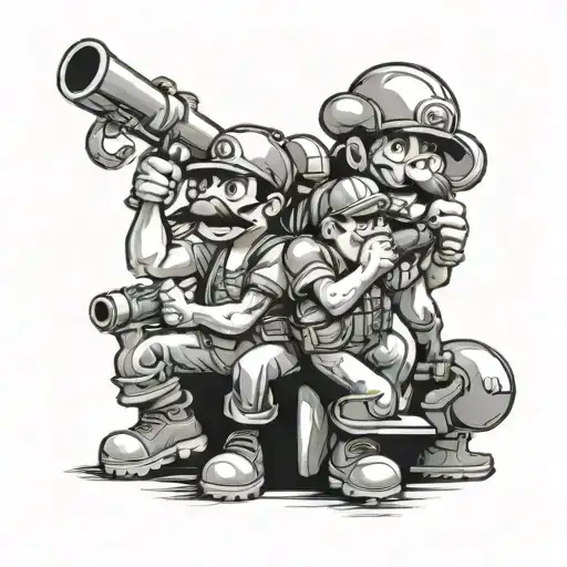 four friend tattoo and they are plumber tattoo design idea