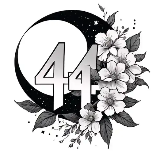 "444" car drifting moon flowers tattoo design idea
