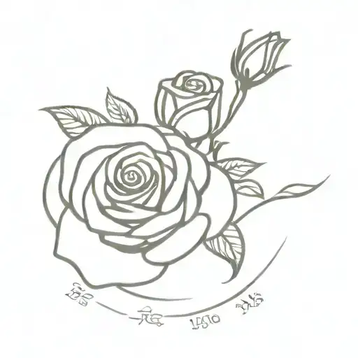 Rose with birth year 1965,1968,2023 tattoo design idea
