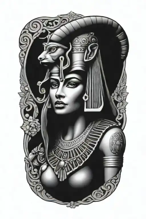 cleopatra, anubus tattoo design idea