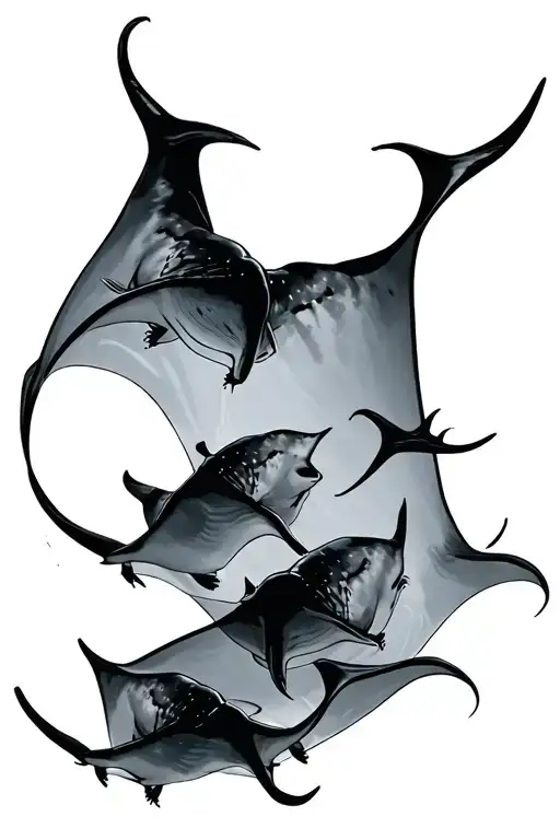 4 manta ray swimming tattoo design idea