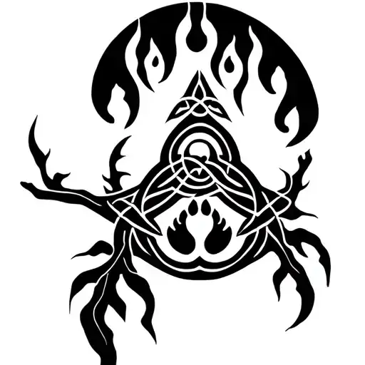 Celtic tree of life with bear paw print inside tattoo design idea