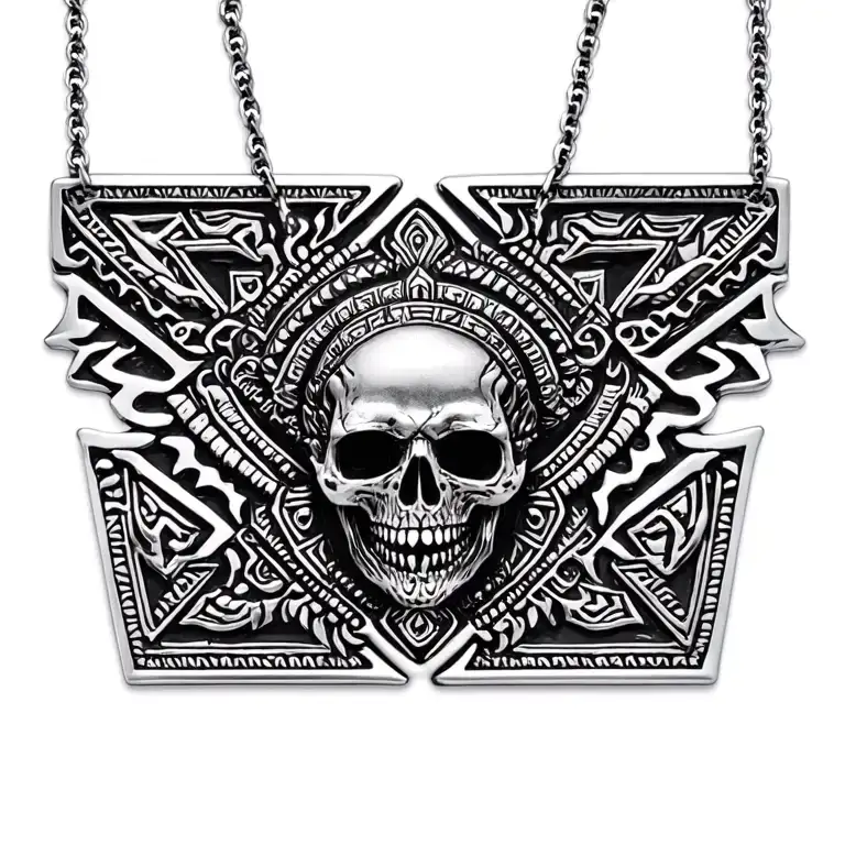 aztec necklace, aztec tribal, smoke, death, strength tattoo design idea