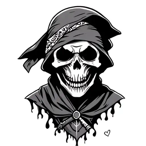live laugh love grim reaper with a bandana on his face tattoo design idea