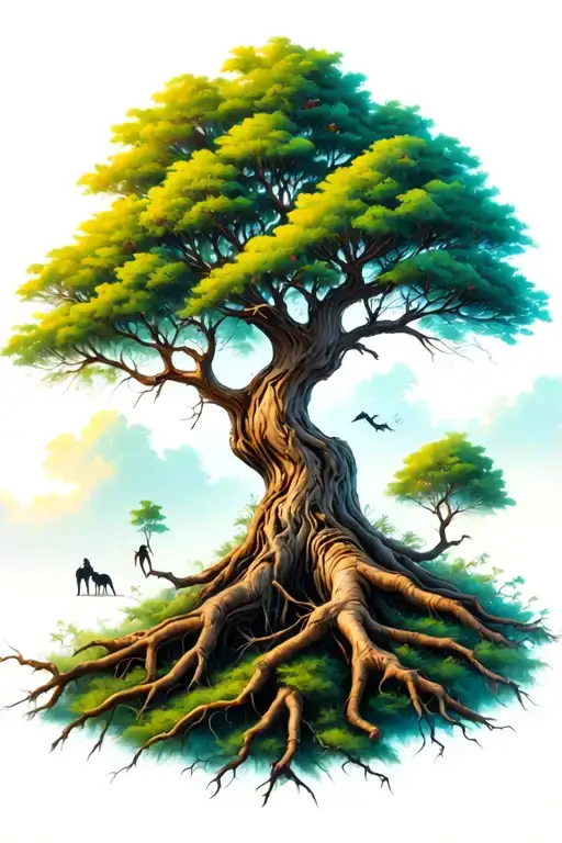 family Tree with twisted trunk tattoo design idea