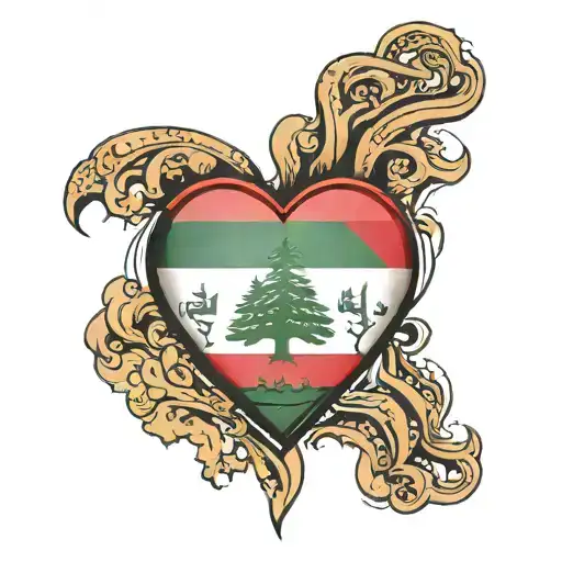 kufiya lebanon flag palestine flag heart made tattoo design idea