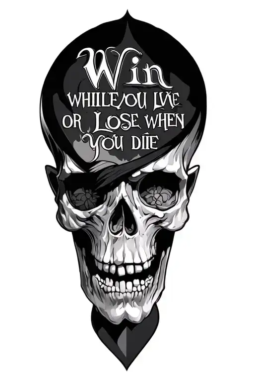 A tatoo of "win while you live or lose when you die"  tattoo design idea