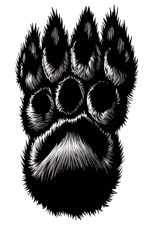 dog paw print walking across like illustration tattoo design idea