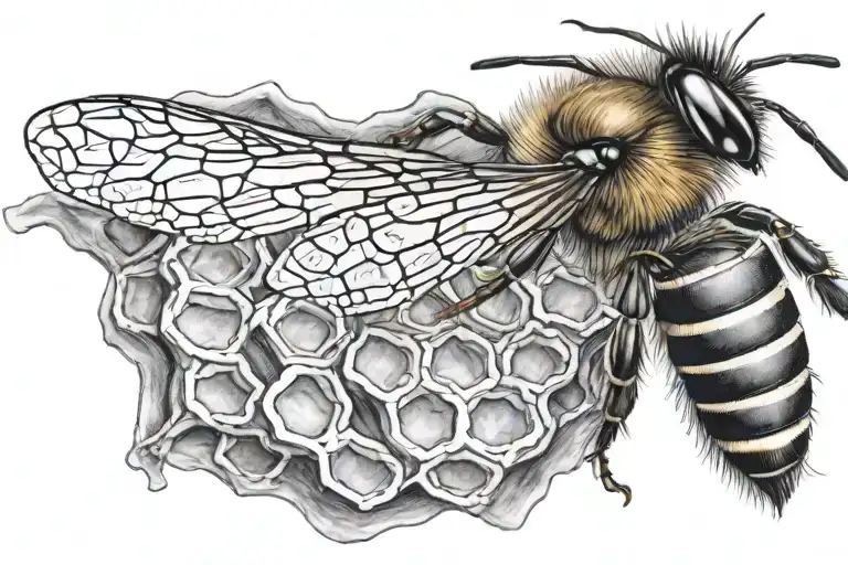 bee on honeycomb  tattoo design idea